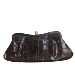 BANANA REPUBLIC - Banana Republic Clutch in Croc Embossed 100% Leather Brown